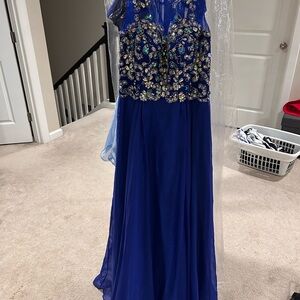 Aspeed Royal Blue Dress with Silver Accents